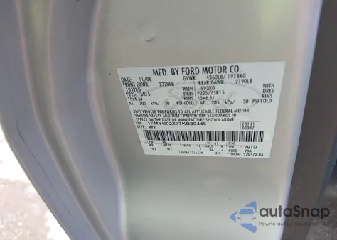 2007 Ford Escape Xls/Xls Manual z USA, uszkodzony, nr VIN 1FMYU02Z97KB80446